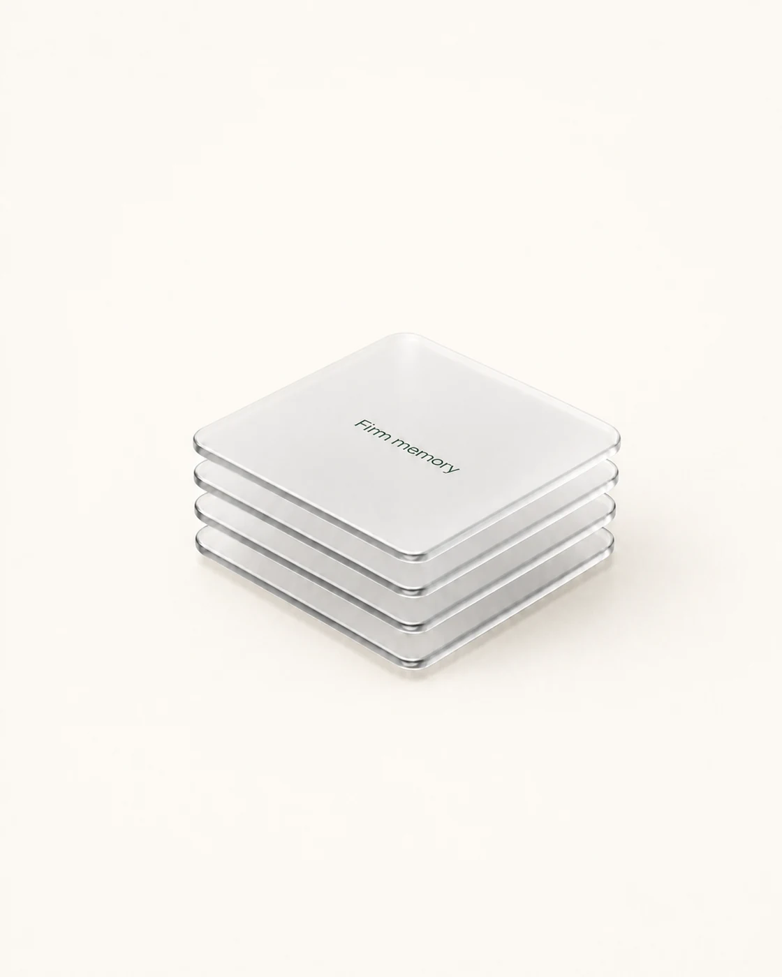 Four layered Hermetica plates representing the firm’s accumulated investment memory